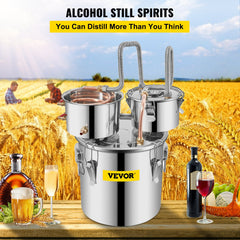 Alcohol Still 5 Gal 19L Water Alcohol Distiller Copper Tube With Circulating Pump Home Brewing Kit Build-in Thermometer for DIY Whisky Wine Brandy, Stainless Steel, 3 Pots