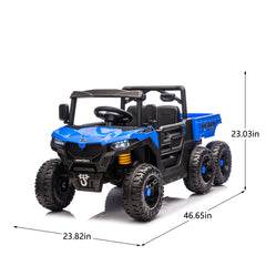 24V 400W Kids Ride On Six-wheel Electric Dump Truck W/ PC 2.4G, 4WD Super Performance,Six-wheel Suspension, Bluetooth &Early Education with Music and Storie,Speeds 1.86-3.11 MPH for Kids Aged 3-5