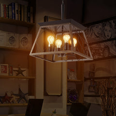 16" Black Gold Industrial 4-Light Pendant Chandelier, Modern Metal Cage Design, Adjustable Hanging Light for Dining Room, Kitchen, Living Room (No Bulbs)
