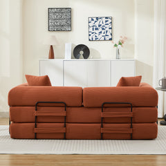 Folding Sofa Bed, 78.5" Convertible Couch Bed with 2 Pillows, Fold Out Couch, Foam Spring Floor Mattress, Futon Couch for Living Room, Office, Apartment