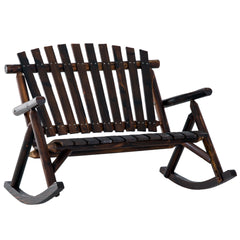 Adirondack Rocking Chair Outdoor Wooden Rocking Chair, Double-Person Rustic Adirondack Rocker