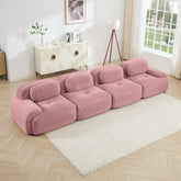 4-seat sofa soft corduroy fabric 32D high-resilience sponge pet-friendly ergonomic design full compression vacuum packaging free combination no assembly for bedrooms studies,Pink
