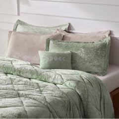 3 PCS Twin/Twin XL Velvet Duvet Cover Set with Throw Pillow Green