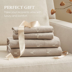 4 Pieces Twin 100% Cotton Flannel Printed Sheet Set,Stag Head