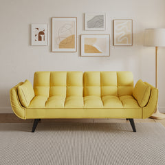 74 inch yellow sofa Soft two armrests throw pillow pillow comfortable fit apartment bedroom small space