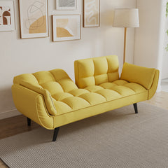 74 inch yellow sofa Soft two armrests throw pillow pillow comfortable fit apartment bedroom small space