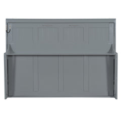 Full Size Murphy Bed with Hydraulic Lift & Desk Design, Gray