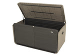 200 Gallon Plastic Deck Box, Large Patio Storage Box with Lock, Wheels & Waterproof Lid for Outdoor Cushions, Garden and Pool Supplies (Gray)