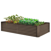8×4×2 ft Galvanized Raised Garden Bed, Outdoor Planter Garden Boxes Large Metal Planter Box for Gardening Vegetables Fruits Flowers, Brown