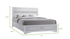 Traditional Style King Size Storage Bed made with Wood in White