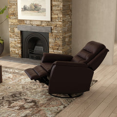 Global Home Swivel Recliner with Manual Footrest In Madras Brown