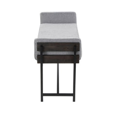 Kari 18" Farmhouse Bench with Black Metal, Grey Wood and Light Grey Fabric by LumiSource