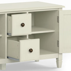 Connaught 72 inch Wide Solid Wood TV Stand in Antique White For TVs up to 80 inches