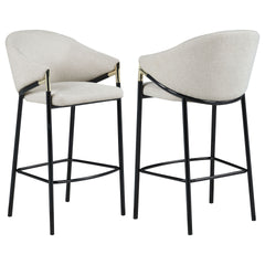 Beige and Glossy Black Sloped Arm Bar Stools (Set of 2)