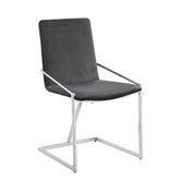 Grey and Chrome Side Chair with Metal Base (Set of 2)