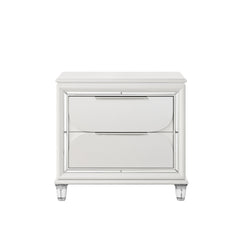 Pearl White 2-Drawer Nightstand with Acrylic Crystal Legs