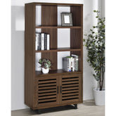 Rodger Walnut 3-shelf Cabinet Bookcase