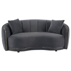 Lorraine Dark Grey Upholstered Curved Loveseat