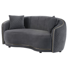 Lorraine Dark Grey Upholstered Curved Loveseat