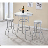 Midge White 3-piece Round 1950s Bistro Pub Bar Table Set