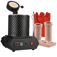 Gold Melting Furnace, 1350W, 2102 ℉ Max Temperature, Digital Electric Melting Furnace with 1 kg and 3 kg Ceramic Crucibles, Crucible Tongs, and Gloves, for Gold, Silver, Aluminum, Copper