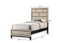 Cotemporary White Finish Twin Size Panel Low-profile Youth Kids Bed Geometric Design Wooden Bedroom Furniture