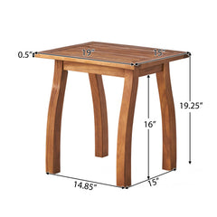 Patio Conversation Set, Outdoor Wood Leisure Seat(Set of 2),Armchair with Cushions,Selma Acacia Wood End Table ,Teak Finish,Beige cushion