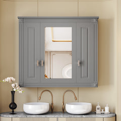Bathroom Wall Cabinet with Mirror, Wall Mounted Medicine Cabinet with 4 Shelves, Mirrored Door Over Toilet Storage Cabinet