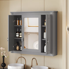 Bathroom Wall Cabinet with Mirror, Wall Mounted Medicine Cabinet with 4 Shelves, Mirrored Door Over Toilet Storage Cabinet