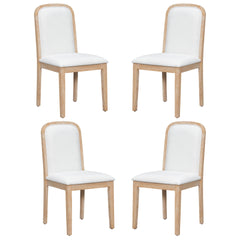 TREXM Vintage Style Dining Chair Set with 4 Upholstered Chairs for Dining Room and Living Room (Natural Wood Wash)