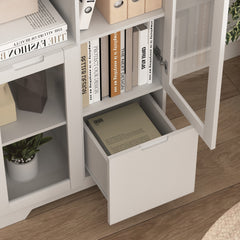 MDF painted Cabinet with Glass Doors and drawer, open storage space, White ,Bedroom, Living room