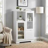 MDF painted Cabinet with Glass Doors and drawer, open storage space, White ,Bedroom, Living room
