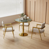 Round Modern Dinning Table 31.5 inches Bistro Table Tulip Table with Faux Marble top,Easy Assemble,Sturdy Metal Frame Diameter