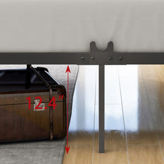 Metal Canopy Bed Frame, Platform Bed Frame with X Shaped Frame Full Black