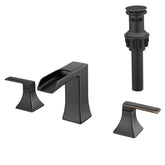 Bathroom Faucets for Sink 3 Hole ORB 8 inch Widespread Bathroom Sink Faucet with Pop Up Drain Double Lever Handle Faucet Bathroom Vanity Faucet Basin Mixer Tap Faucet with Hose