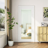 24" X 80"French Interior Door, Tempered Frosted Glass Slab Door for Pantry Doors, French Doors, Pocket Doors, Solid Core prehung Interior Door Without Hardware Kit, White