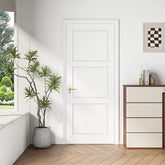 30" X 80"Primed Slab Door 3-Paneled Solid Core Wood Standard Door for Pantry Doors, French Doors, Pocket Doors, Solid Core prehung Interior Door Without Hardware Kit