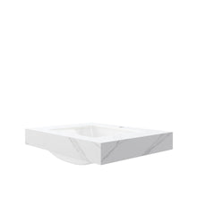 30" MURI Carrara White Sintered Stone Countertop and Undermount Ceramic Basin with One Standard Pre-drilled Faucet Hole, NO Cabinet, NO Faucet and Sink Cover