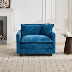 Cloud Sofa Single Seat (Ottoman is not included), Modern Sectional Couch, for Living Room Bedroom and Apartment, Comfy Double Layer Upholstered Seat Cushion, Breathable Chenille Fabric, Blue