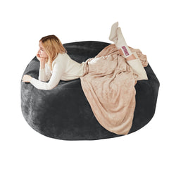 4FT bean bag chair, memory foam filling, adult and teen bean bag chair, soft sofa with removable flannel cover, round sofa for living room, bedroom, college dorm.