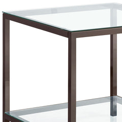 Weston Black Nickel 1-Shelf Glass Top Side End Table