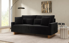 Modern Loveseat Sofa 80.3" Sofa Couch Upholstered Sofa with Four Pillows for Living Room, Black
