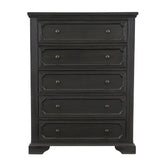 Traditional Design 5-Drawers Storage Chest 1pc Charcoal Finish Rustic Style Bedroom Furniture