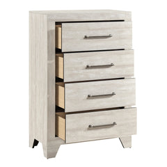 Contemporary Gray Oak Finish Storage Chest of 4x Drawers Wooden Bedroom Furniture 1pc