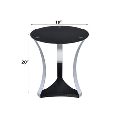 Geiger Black Glass & Chrome Finish End Table