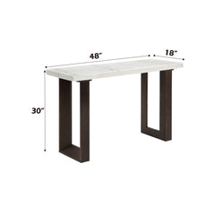 Edwyn White Natural Marble Top & Espresso Finish Sofa Table