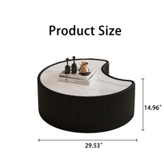 Light Sintered stone Top Stylish Irregular Shape Leather Coffee modern Sofa Table for Living Room (Each tabletop has a unique grey pattern)
