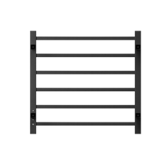 Towel Warmer 6 Bar Electric Heated Towel Rack Wall Mount Plug-in/Bath Towel Heater Matt-Black - Timer