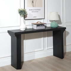 58in Modern Minimalist Black Wooden Console Table for Entryway, Living Room, and Hallway – Versatile Decorative Accent