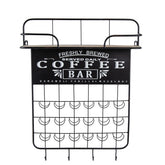 22.8x5.5x28.7" Black Floating Coffee Bar Shelf with Coffee Pod Holder, Hooks and Storage Shelf